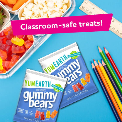 YumEarth Organic Gummy Bears – Classroom Party Snack, Teacher Approved Allergy Free Candy