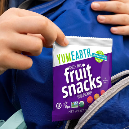 YumEarth Organic Gummy Snacks - Peanut Free Dye Free Snack for School Allergy Zones, 10 Count