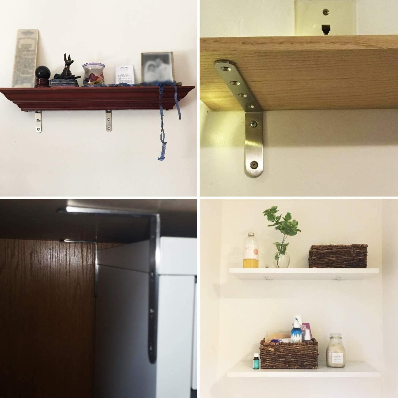 YUMORE Minimalist Shelf Bracket – Simple Right Angle Brace in Neutral Black Finish for Intentional Wall Storage, 35 lb