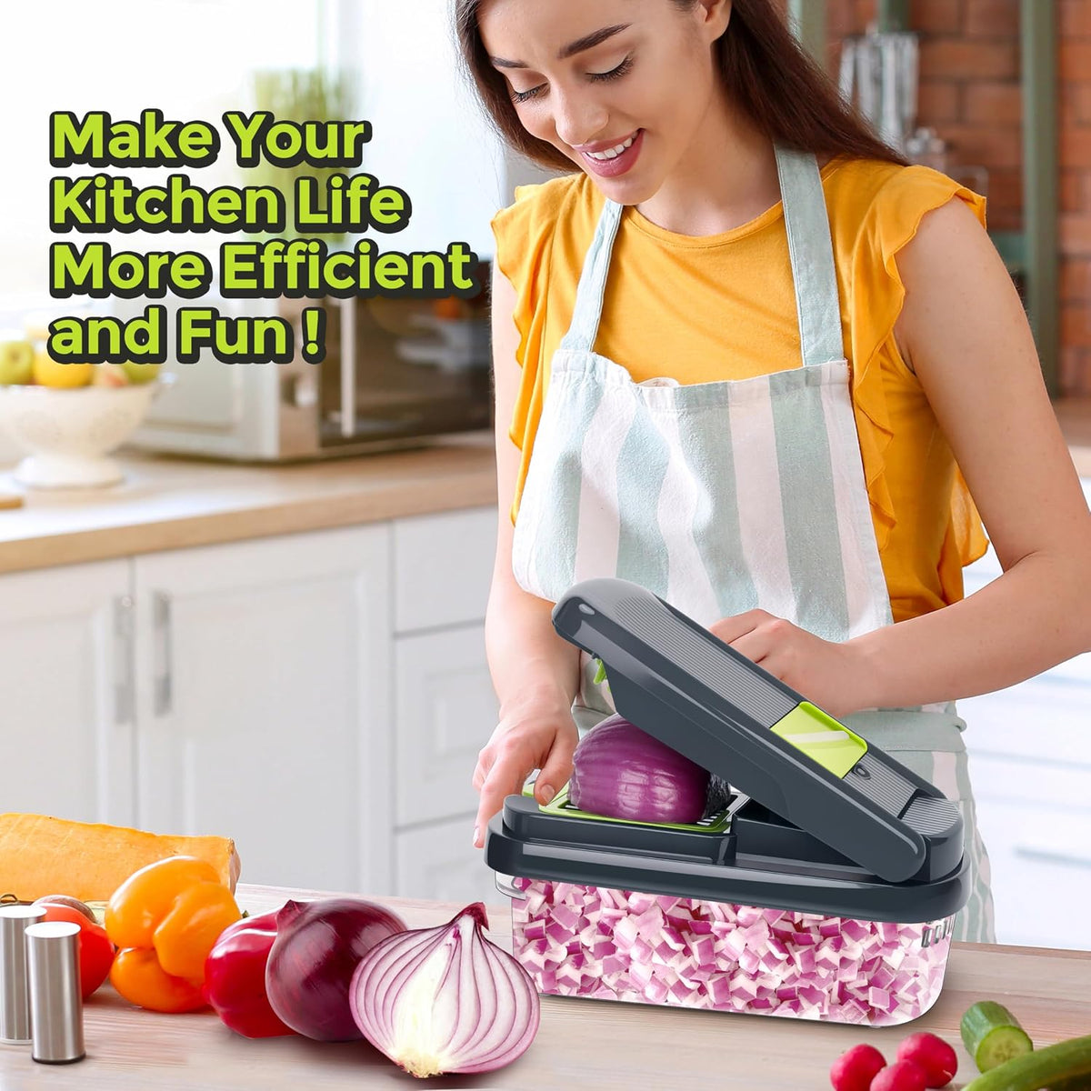 Yusshn Vegetable Chopper with Hand Protector – Safer Way to Dice Onions Without a Sharp Knife
