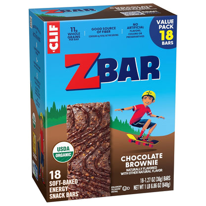 Zbar Chocolate Brownie Soft-Baked Snack Bars – Guilt-Free Lunchbox Treat Made with Clean Label Ingredients, 18 Pack