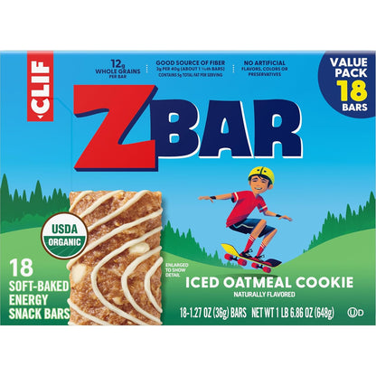 Zbar Iced Oatmeal Cookie – Organic Snack Bars That Align with Clean-Eating Family Values, 12g Whole Grains Per Bar (18 Pack)