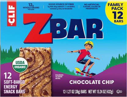 Zbar Soft-Baked Chocolate Chip Snack Bars for Family Holiday Gifting, Party Favor Bags, and Long-Distance Grandkid Mailers – 12 Pack