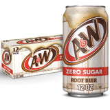 A&W Zero Sugar Root Beer Soda, 12 fl oz cans (12 pack) – Caffeine-Free Soda for Kids' Rooms, Family Dinners, and Sleepovers