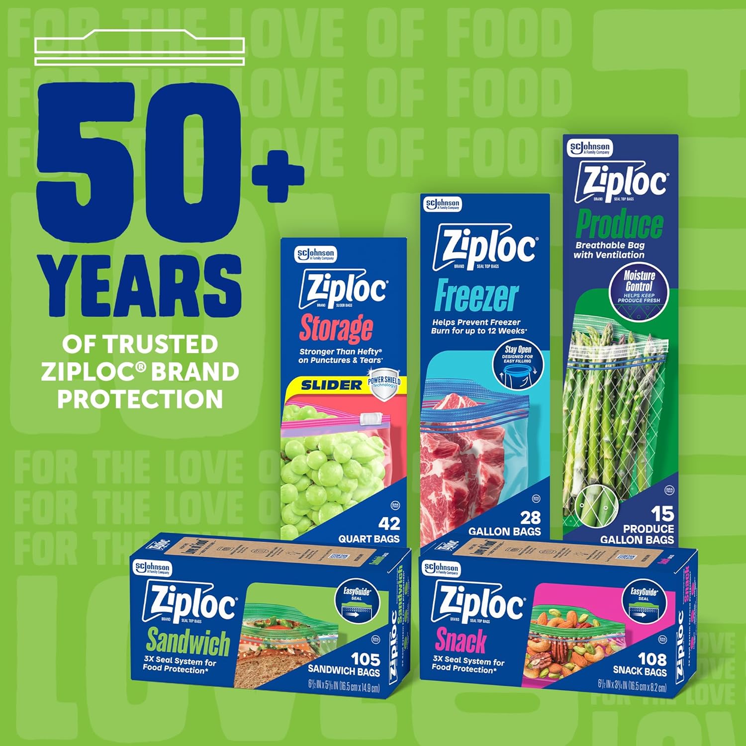 Ziploc EasyGuide Snack Bags for Kids Lunchboxes – Phthalate-Free Resealable Bags for School and Home