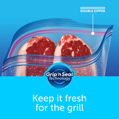 Ziploc Pint Freezer Bags for Weekly Meal Prep Portions, BPA-Free Reusable Storage for Healthy Lunch Planning, 12 Pack