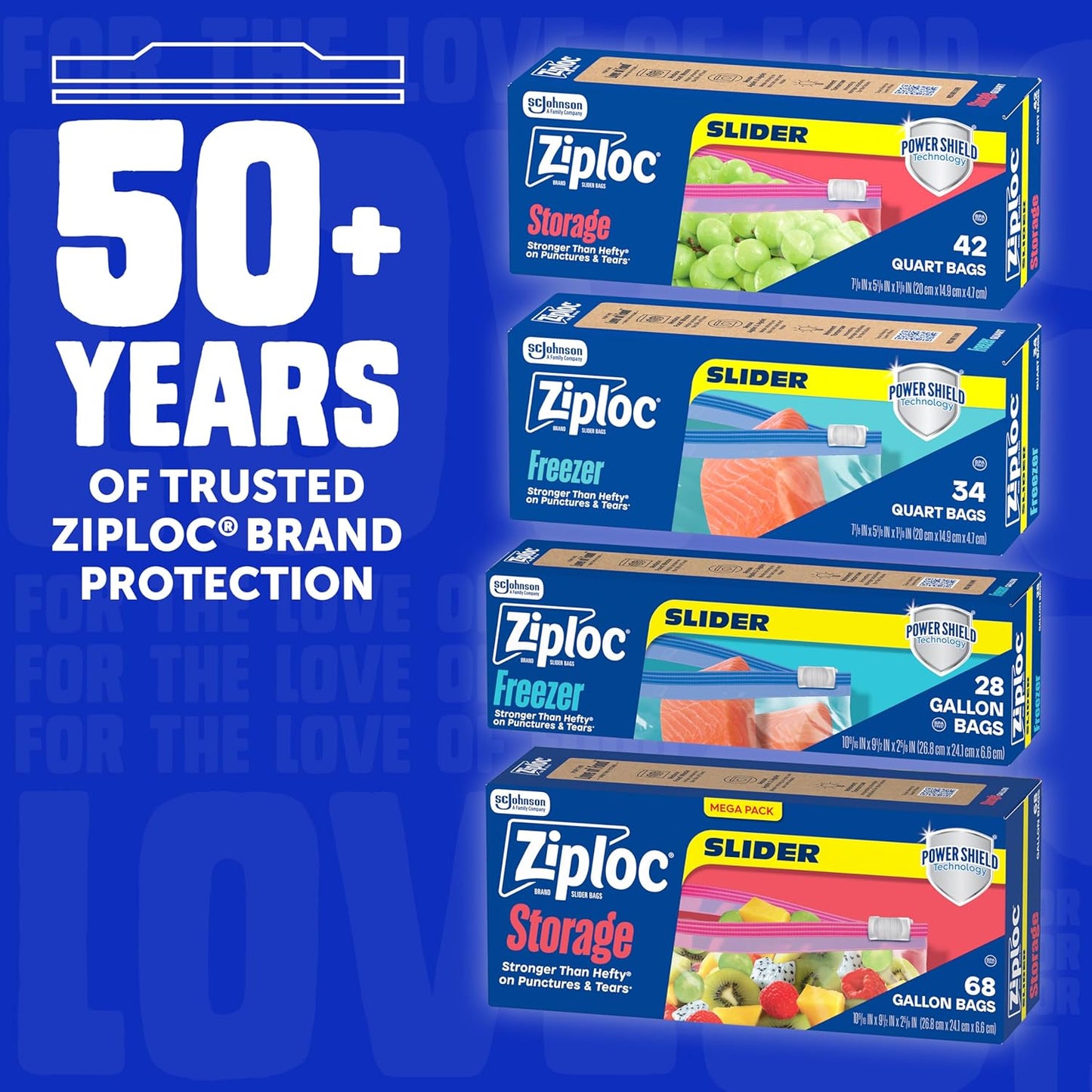 Ziploc Quart Freezer Bags – Durable Slider Closure for Tailgating, Road Trips, and Outdoor Meals, 136 Pack