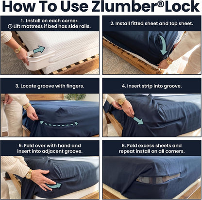 ZlumberLock Corner Sheet Keepers – Cozy Guest Bedroom Essentials, Low-Profile Design Keeps Linens Smooth and Uncluttered