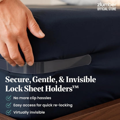 ZlumberLock Corner Sheet Keepers – Cozy Guest Bedroom Essentials, Low-Profile Design Keeps Linens Smooth and Uncluttered